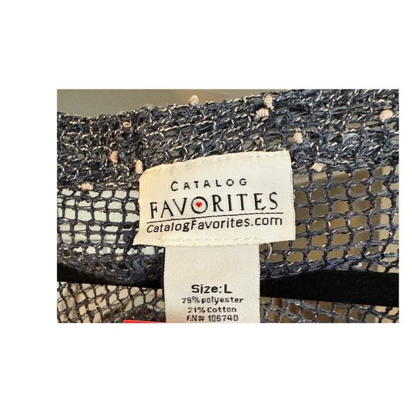 Catalog Favorites Artsy Lagenlook Top Shirt L Blue Large Buttons Open Knit - Picture 6 of 7